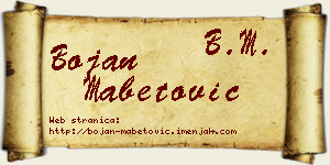 Bojan Mabetović vizit kartica